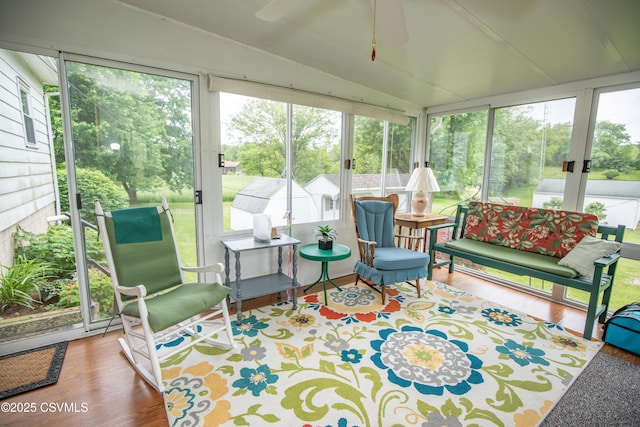 2256 Crossroads Dr, Lewisburg, PA 17837 - sunroom / solarium with plenty of natural light, vaulted ceiling, and a ceiling fan