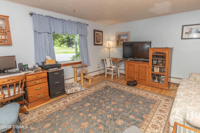 2256 Crossroads Dr, Lewisburg, PA 17837 - home office featuring light wood-style floors, a baseboard radiator, and baseboard heating