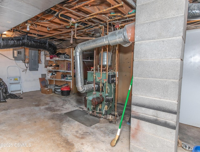 2256 Crossroads Dr, Lewisburg, PA 17837 - unfinished basement featuring electric panel and a heating unit