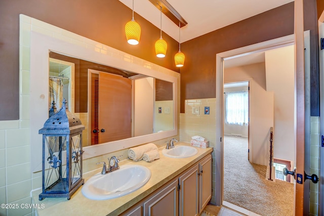 1207 E 5th St, Berwick, PA 18603 - full bath featuring double vanity and tile walls