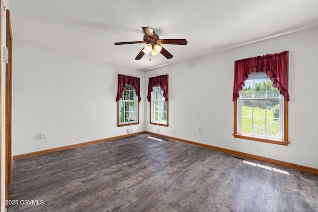 620 Sunset Dr, Bloomsburg, PA 17815 - spare room with wood finished floors, baseboards, and ceiling fan