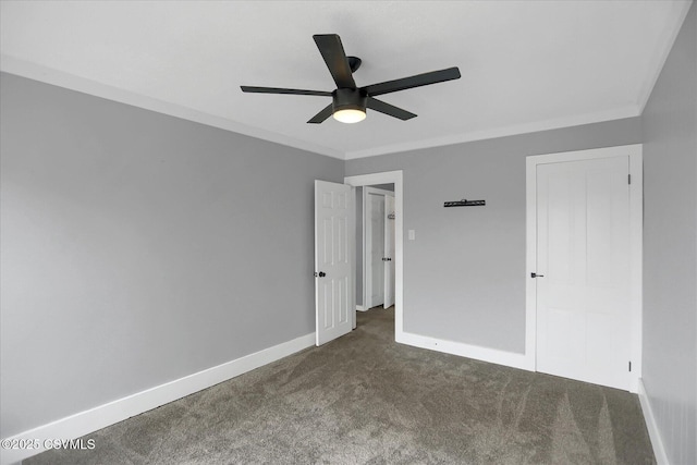 521 Church St, Danville, PA 17821 - unfurnished bedroom featuring carpet floors, baseboards, ornamental molding, and ceiling fan