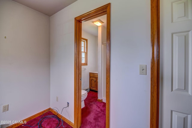 162 Liberty Valley Rd, Danville, PA 17821 - hall featuring dark carpet and baseboards