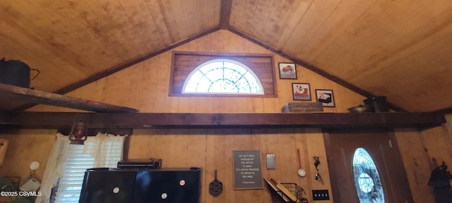 260 Iron St, Berwick, PA 18603 - detailed view of wood ceiling, fridge, and wooden walls