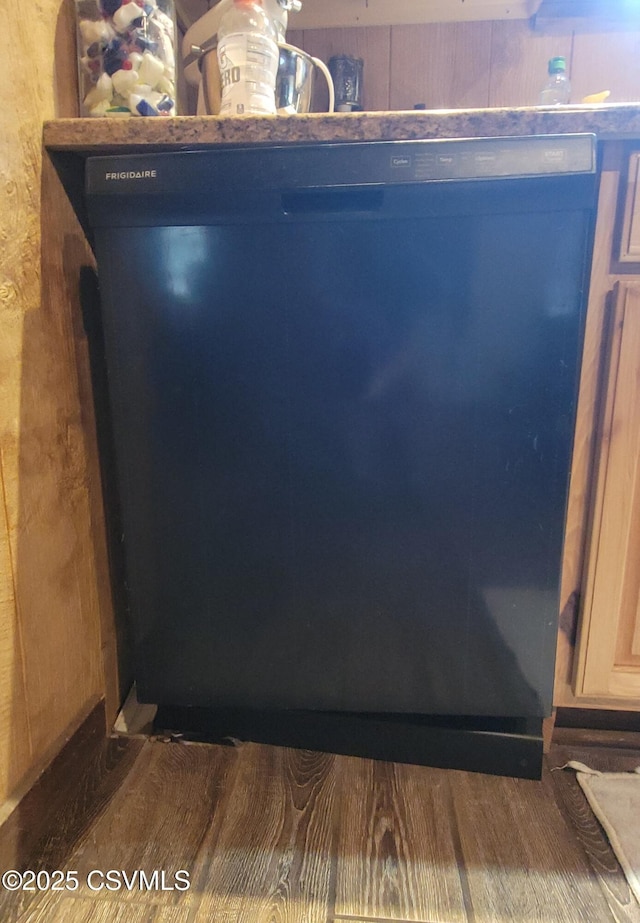 260 Iron St, Berwick, PA 18603 - kitchen view of dark wood-style floors and black dishwasher