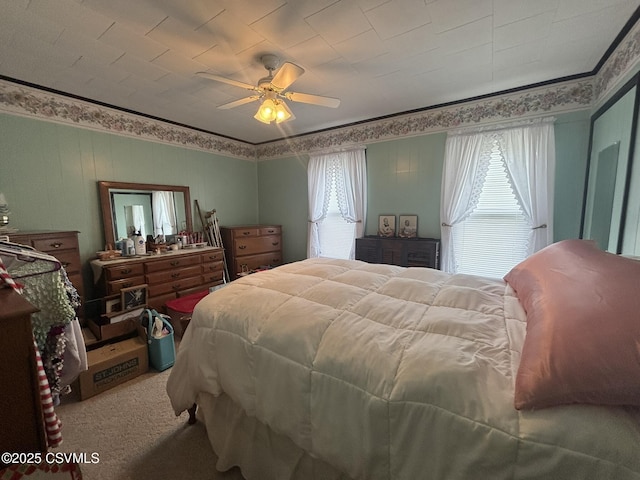 321 E Shamokin St, Trevorton, PA 17881 - carpeted bedroom with multiple windows, crown molding, and a ceiling fan