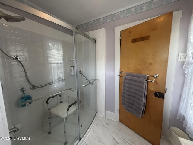 321 E Shamokin St, Trevorton, PA 17881 - full bath with a stall shower and marble finish flooring