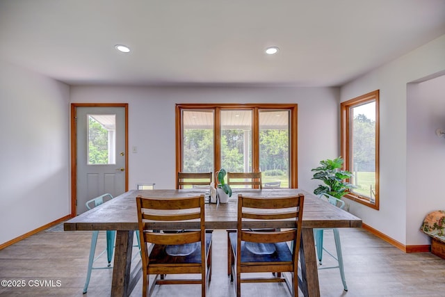 67 Center School Rd, Elysburg, PA 17824 - dining space featuring baseboards, recessed lighting, and wood finished floors