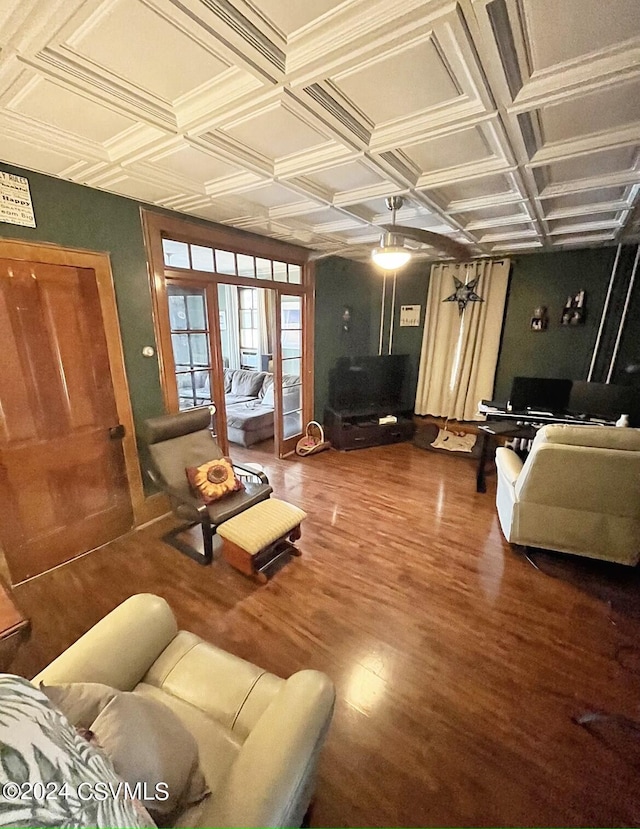 406 W Spruce St, Shamokin, PA 17872 - living room featuring wood finished floors, a ceiling fan, and baseboards