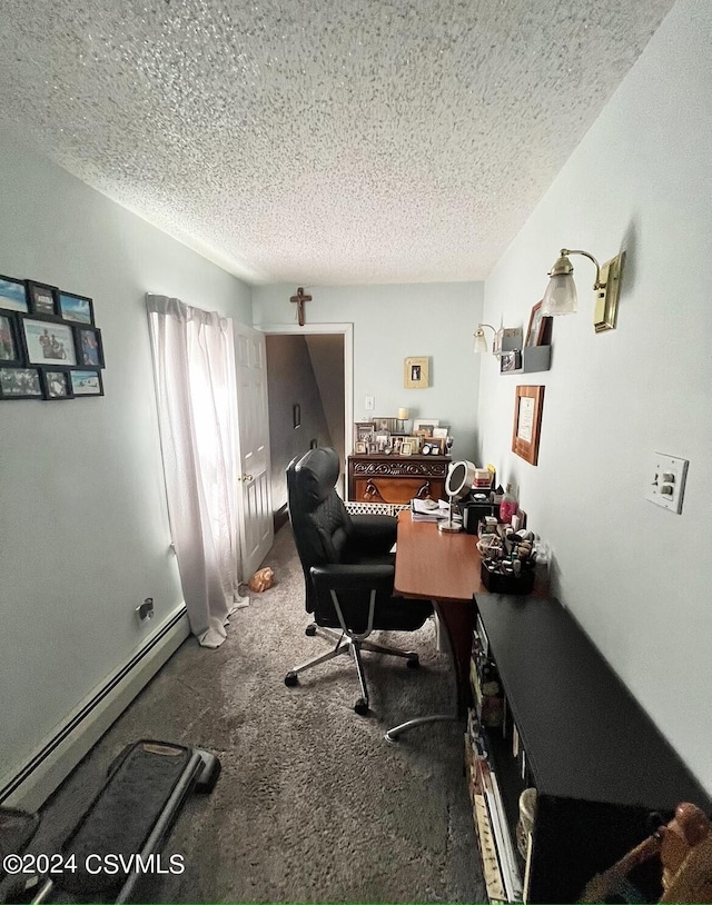 406 W Spruce St, Shamokin, PA 17872 - carpeted home office featuring a baseboard heating unit and a textured ceiling