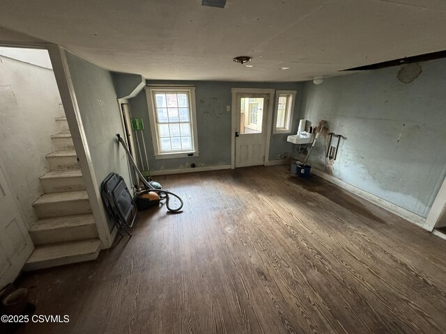 127 N 3rd St, Lewisburg, PA 17837 - foyer entrance with wood finished floors, stairs, and baseboards