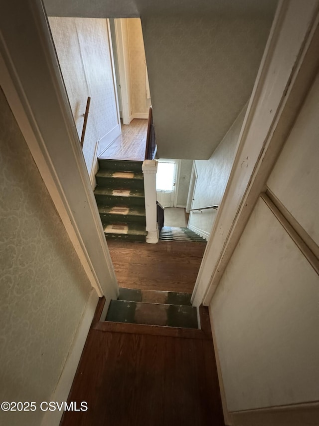 127 N 3rd St, Lewisburg, PA 17837 - stairs featuring hardwood / wood-style floors