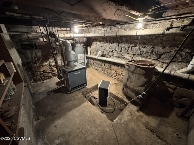 127 N 3rd St, Lewisburg, PA 17837 - unfinished basement featuring gas water heater
