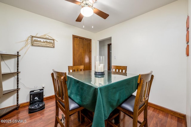 306 Clybourne Ave, Berwick, PA 18603 - dining space featuring baseboards, wood finished floors, and ceiling fan