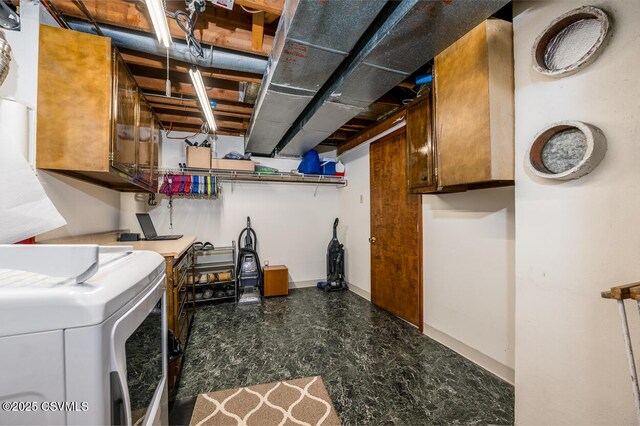 306 Clybourne Ave, Berwick, PA 18603 - laundry room featuring washer / clothes dryer, cabinet space, and baseboards