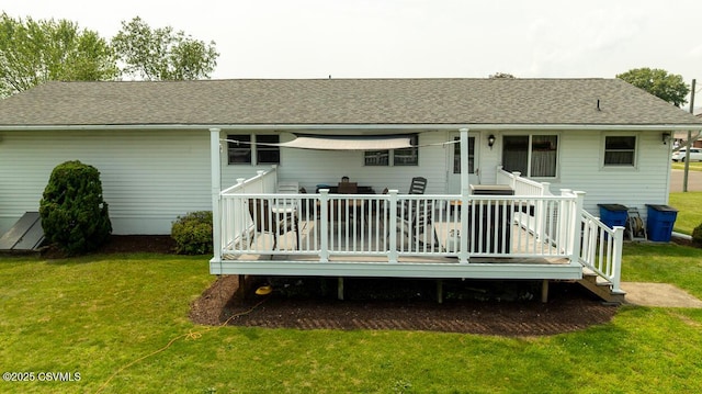 306 Clybourne Ave, Berwick, PA 18603 - back of house featuring a yard, a wooden deck, and a shingled roof