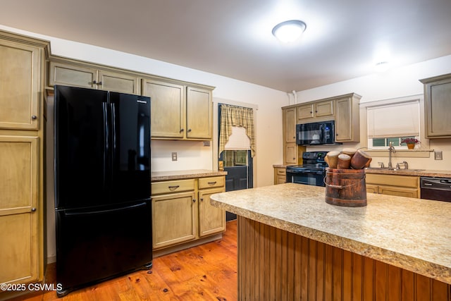 637 Pfahler St, Catawissa, PA 17820 - kitchen with black appliances, light countertops, and light wood-type flooring