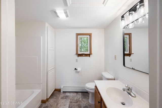 110 W 8th St, Watsontown, PA 17777 - bathroom with a baseboard heating unit, vanity, and  shower combination