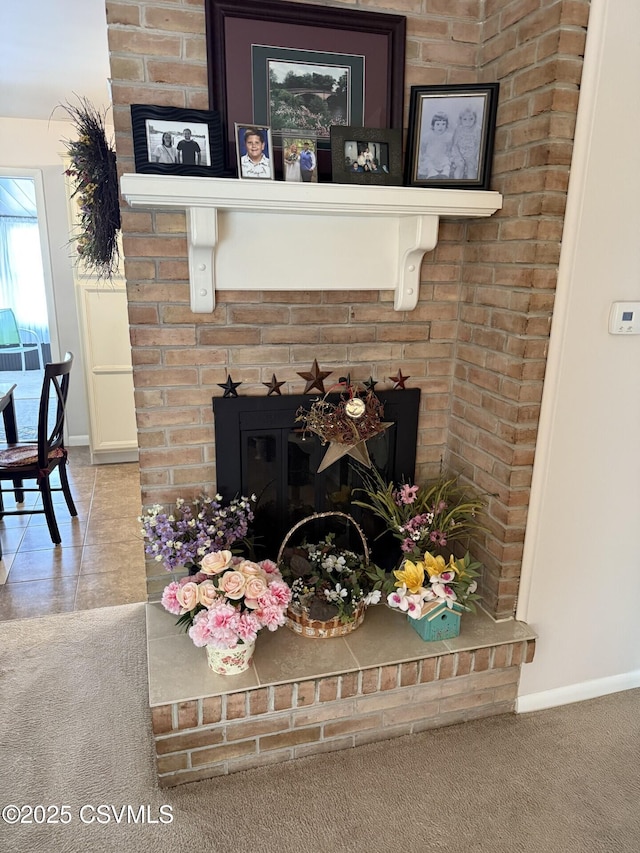128 Woodside Rd, Sunbury, PA 17801 - detailed view of a fireplace and carpet flooring