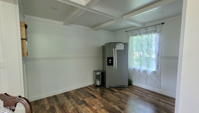 124 E Coal St, Trevorton, PA 17881 - spare room with dark wood-style flooring, beam ceiling, and coffered ceiling