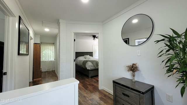 124 E Coal St, Trevorton, PA 17881 - corridor featuring dark wood finished floors and attic access
