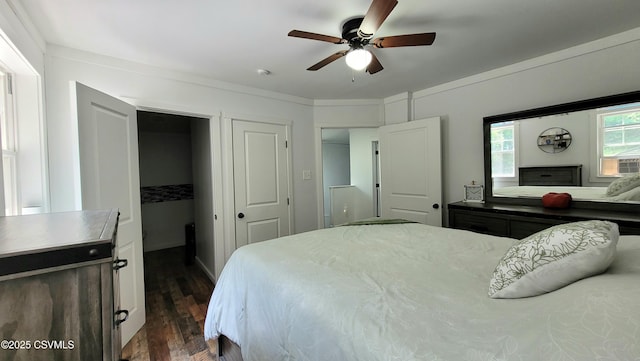 124 E Coal St, Trevorton, PA 17881 - bedroom with dark wood-style floors and a ceiling fan