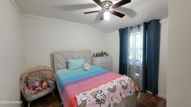 124 E Coal St, Trevorton, PA 17881 - bedroom with wood finished floors, vaulted ceiling, and ceiling fan