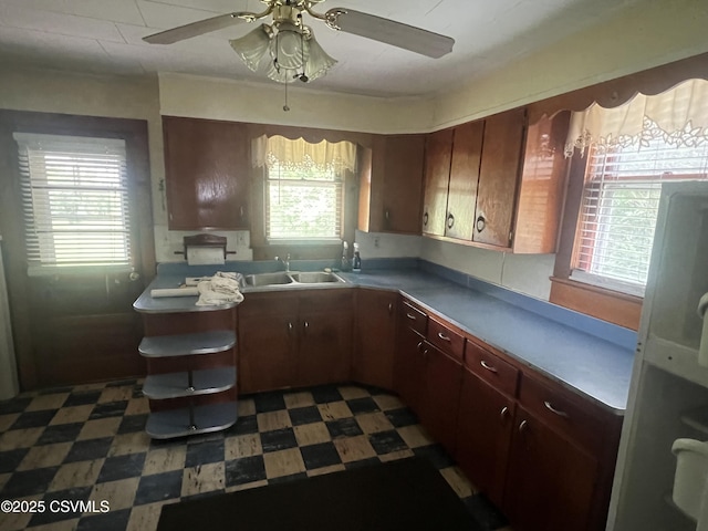 612-614 1st St, Nescopeck, PA 18635 - kitchen with tile patterned floors and ceiling fan