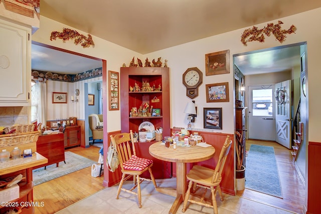 7 N Red Maple St, Selinsgrove, PA 17870 - dining room with light wood-style floors and a wainscoted wall
