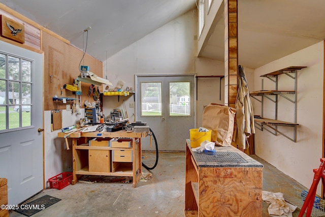 7 N Red Maple St, Selinsgrove, PA 17870 - kitchen with unfinished concrete floors and lofted ceiling