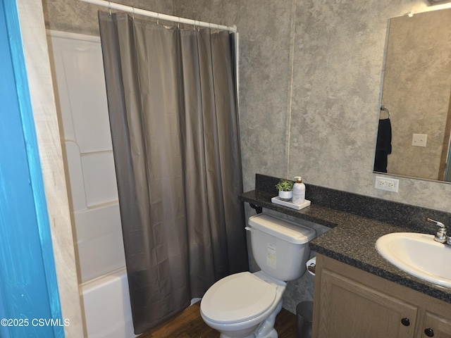 94 Porter Gray Rdg, Bloomsburg, PA 17815 - bathroom with vanity, shower / bathtub combination with curtain, and wood finished floors