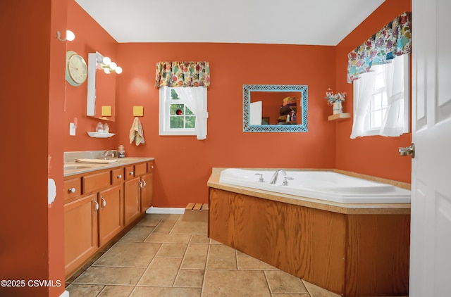 152 Bridge Ave, Allenwood, PA 17810 - full bath featuring a garden tub, double vanity, and tile patterned floors