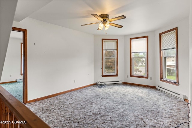 109 W Ninth St, Watsontown, PA 17777 - unfurnished room featuring carpet floors, a baseboard heating unit, and a ceiling fan