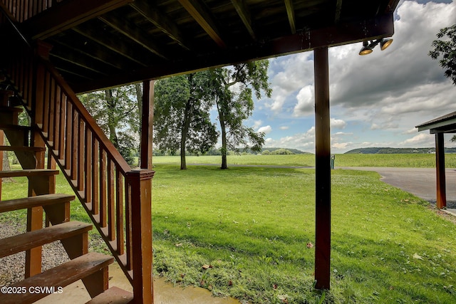 108 Creek Rd, Selinsgrove, PA 17870 - view of green lawn featuring a view of countryside and stairway