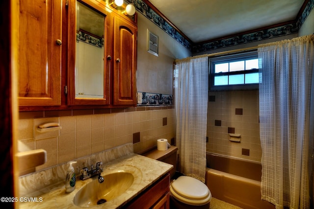 157 Distillery Hill Rd, Benton, PA 17814 - bathroom featuring vanity, shower / tub combo with curtain, and tile walls