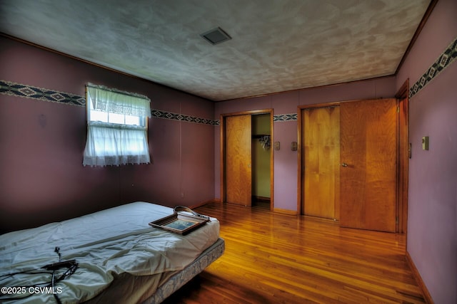 157 Distillery Hill Rd, Benton, PA 17814 - bedroom with wood finished floors, multiple closets, and a textured ceiling