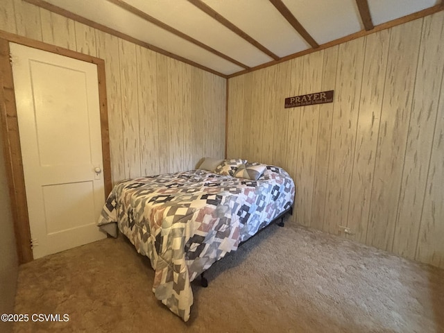 1211 W Mulberry St, Coal Township, PA 17866 - bedroom with carpet, wooden walls, and vaulted ceiling