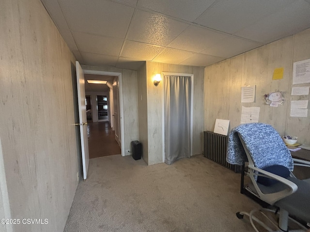 1211 W Mulberry St, Coal Township, PA 17866 - office area with wood walls, carpet flooring, and a paneled ceiling