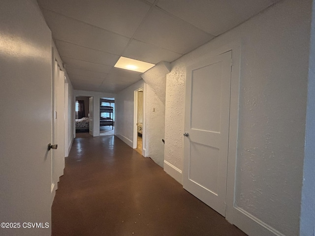 1211 W Mulberry St, Coal Township, PA 17866 - hallway featuring finished concrete floors, a drop ceiling, and a textured wall