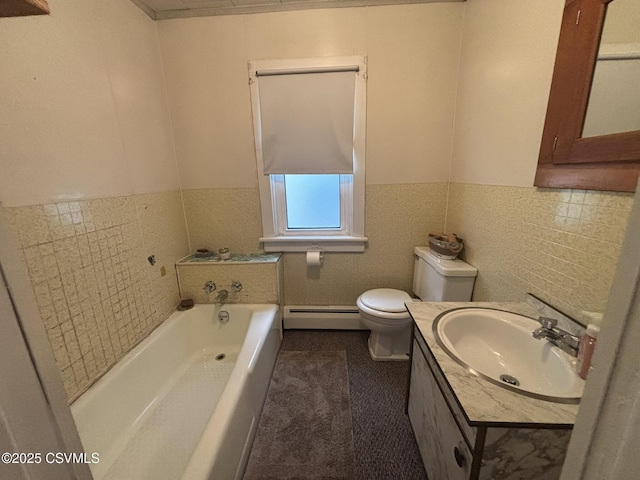 1211 W Mulberry St, Coal Township, PA 17866 - full bath with a baseboard heating unit, a bath, vanity, and tile patterned floors