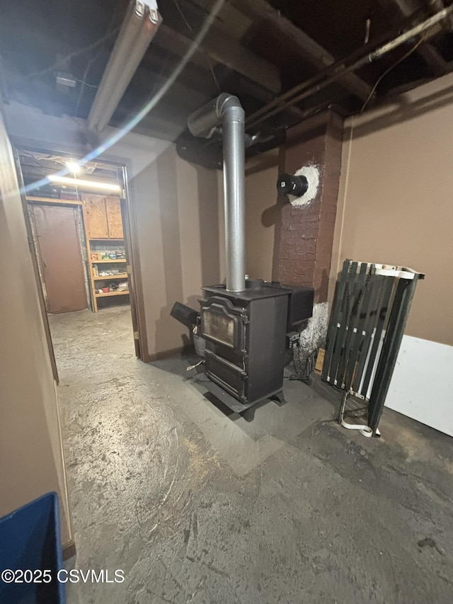 1211 W Mulberry St, Coal Township, PA 17866 - unfinished basement with a wood stove