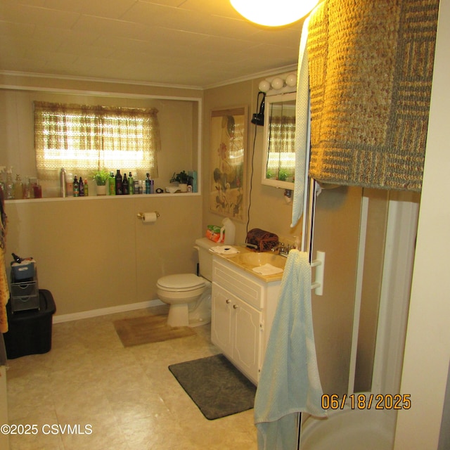 324 Tulip Rd, Paxinos, PA 17860 - bathroom featuring ornamental molding, tile patterned floors, vanity, and a shower