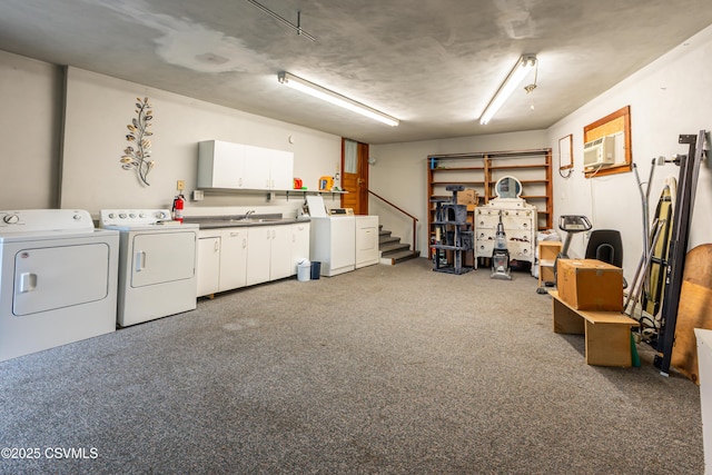 846-848 Orange St, Berwick, PA 18603 - laundry area with separate washer and dryer, cabinet space, and light carpet