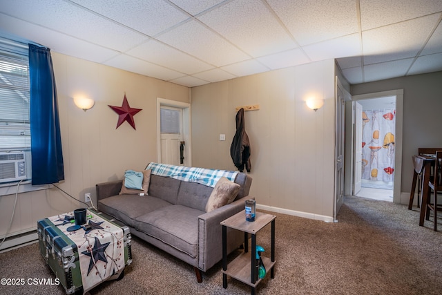 846-848 Orange St, Berwick, PA 18603 - carpeted living area with a drop ceiling and a baseboard heating unit