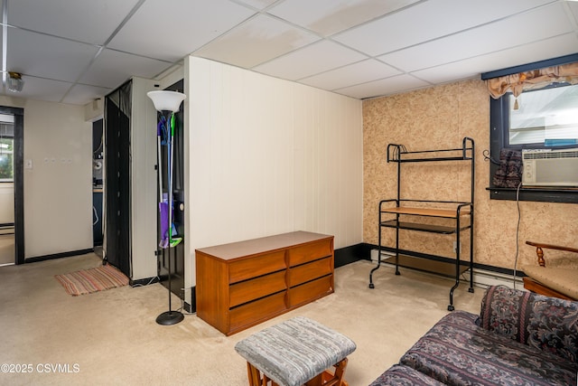 846-848 Orange St, Berwick, PA 18603 - interior space featuring a paneled ceiling, carpet flooring, cooling unit, and baseboard heating