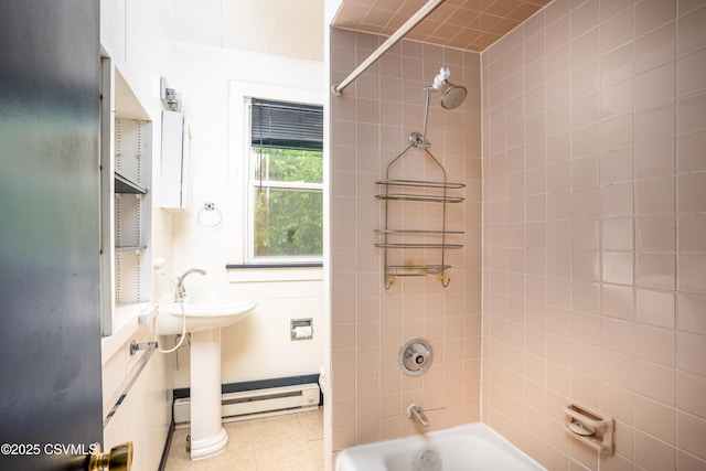 846-848 Orange St, Berwick, PA 18603 - full bath featuring bathtub / shower combination, tile patterned floors, and a baseboard radiator