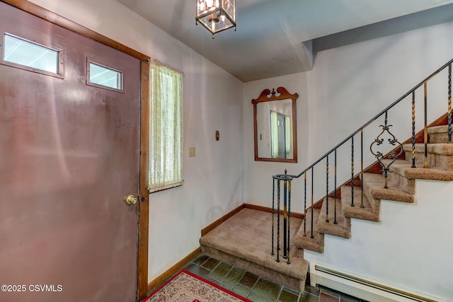 39 Mckendree Rd, Shickshinny, PA 18655 - entryway featuring a baseboard heating unit and stairway