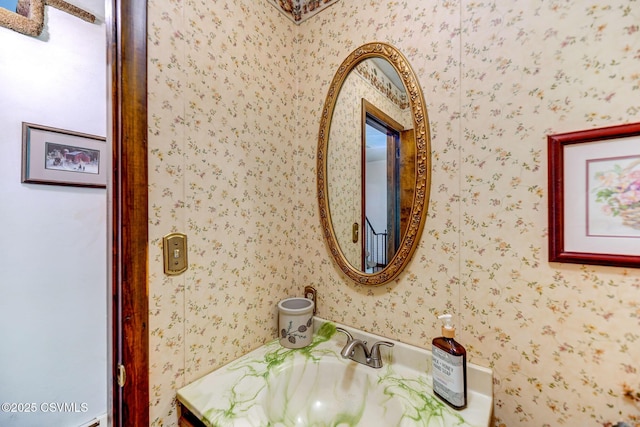 39 Mckendree Rd, Shickshinny, PA 18655 - half bathroom with wallpapered walls and vanity