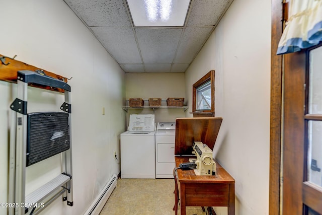 39 Mckendree Rd, Shickshinny, PA 18655 - washroom featuring washing machine and dryer, a baseboard heating unit, and light floors