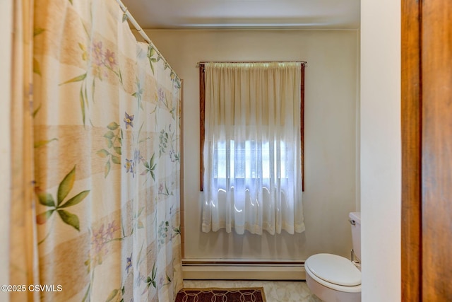 39 Mckendree Rd, Shickshinny, PA 18655 - bathroom with a baseboard radiator and a shower with shower curtain